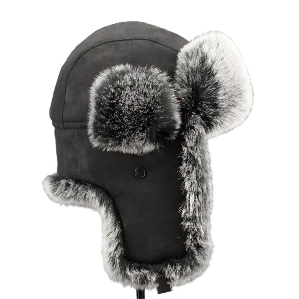 Sterling Tarkov™ Winter Fur Leather Bomber Hat Earflap Trim