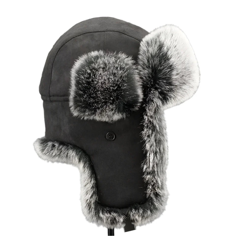Sterling Tarkov™ Winter Fur Leather Bomber Hat Earflap Trim