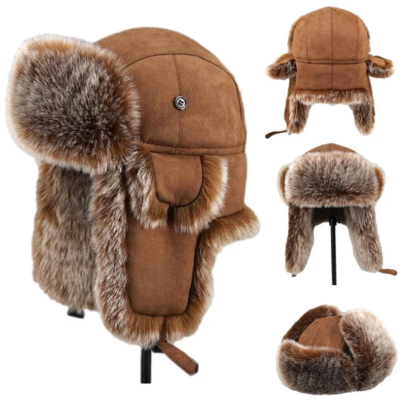 Sterling Tarkov™ Winter Fur Leather Bomber Hat Earflap Trim