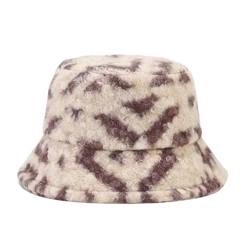 Sterling™ Tarly Plaid Cotton Bucket Hat With Faux Fur Trim