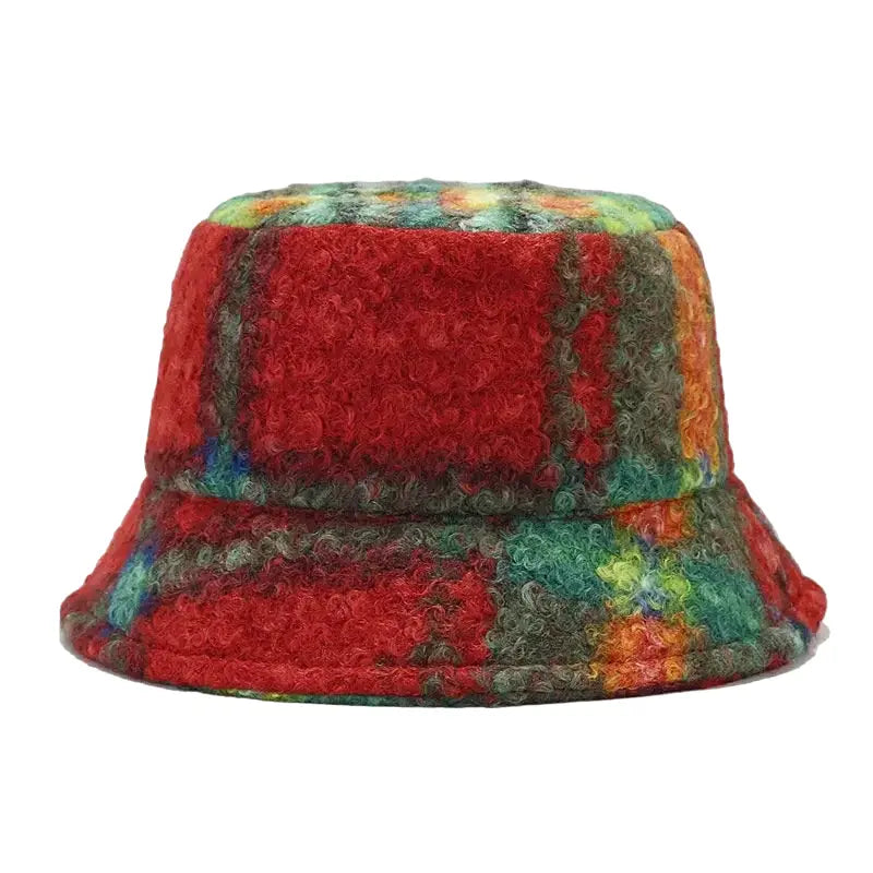 Sterling™ Tarly Plaid Cotton Bucket Hat With Faux Fur Trim