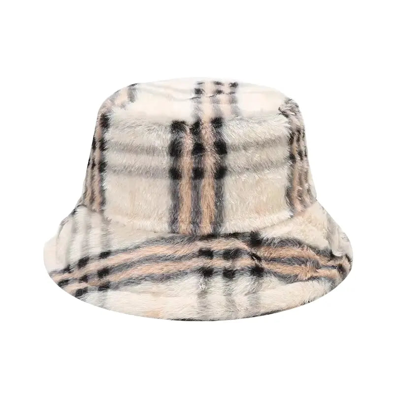 Sterling™ Taylor Fur Plaid Bucket Hat Plush Plaid Texture