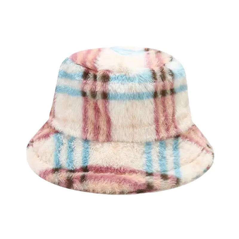 Sterling™ Taylor Fur Plaid Bucket Hat Plush Plaid Texture