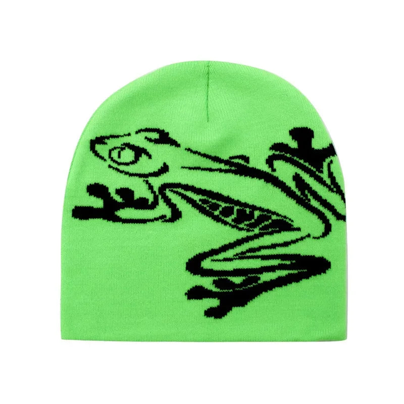 Sterling The Frog Knitted Beanie™ Knit Cuff Frog Detail
