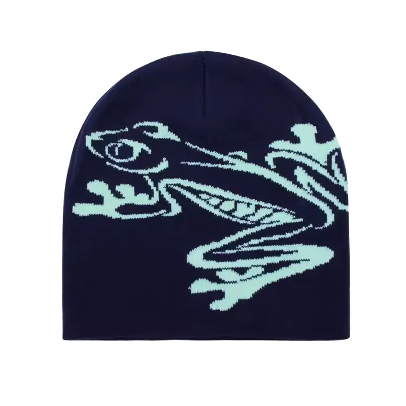 Sterling The Frog Knitted Beanie™ Knit Cuff Frog Detail