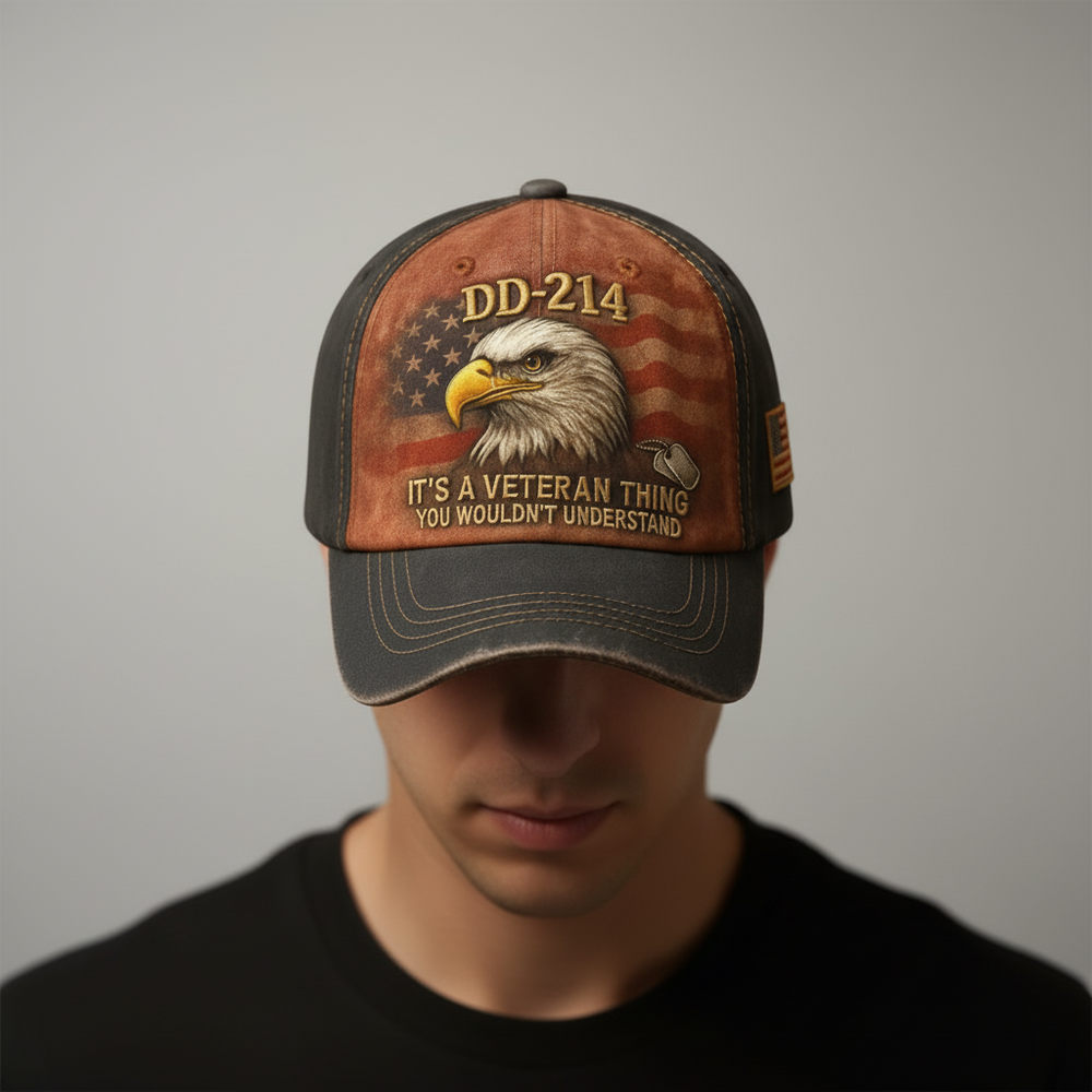 Sterling Veteran Flag™ Baseball Cap Curved Brim Embroidery