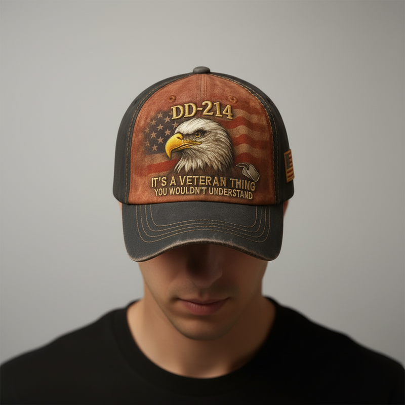 Sterling Veteran Flag™ Baseball Cap Curved Brim Embroidery