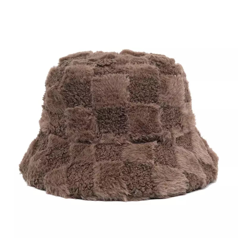 Sterling Vintage Plaid Fur Bucket Hat™ Plush Plaid Finish