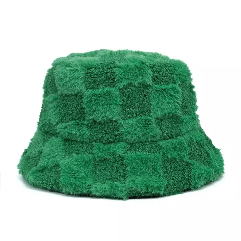 Sterling Vintage Plaid Fur Bucket Hat™ Plush Plaid Finish