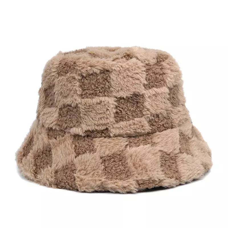Sterling Vintage Plaid Fur Bucket Hat™ Plush Plaid Finish