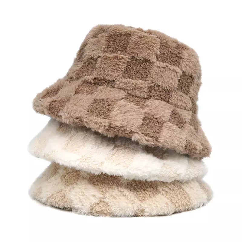 Sterling Vintage Plaid Fur Bucket Hat™ Plush Plaid Finish