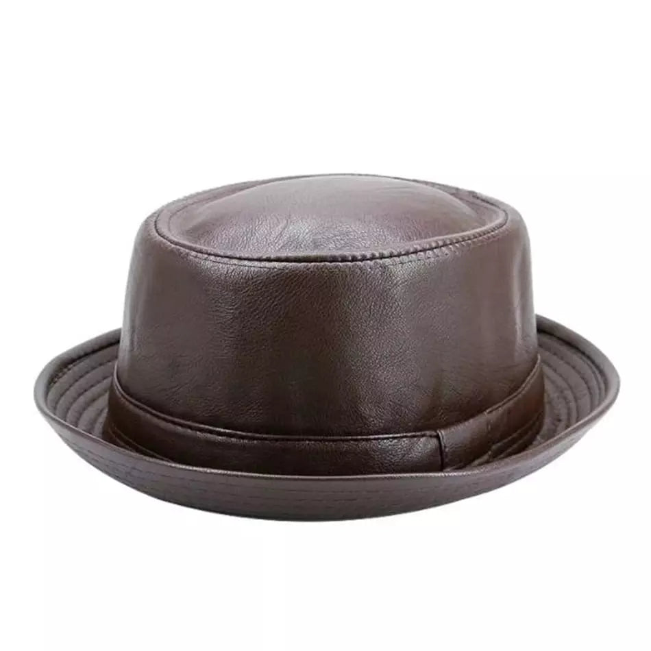 Sterling Walt Vintage Leather Porkpie Hat™ Flat Crown Band
