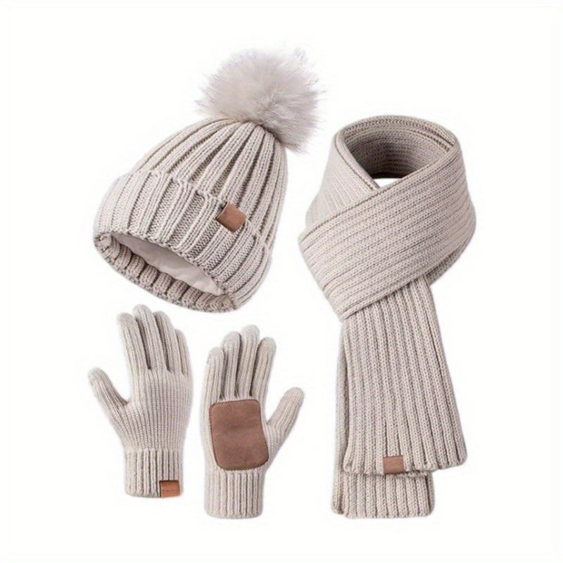 Sterling Winterset Ribbed Knit Hat Scarf Touchscreen Gloves