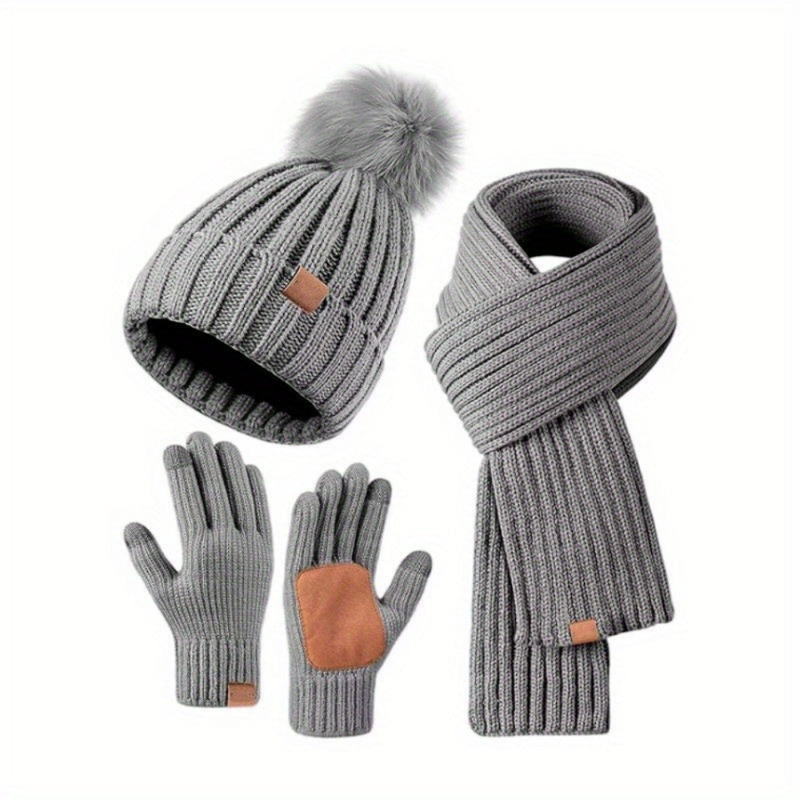 Sterling Winterset Ribbed Knit Hat Scarf Touchscreen Gloves