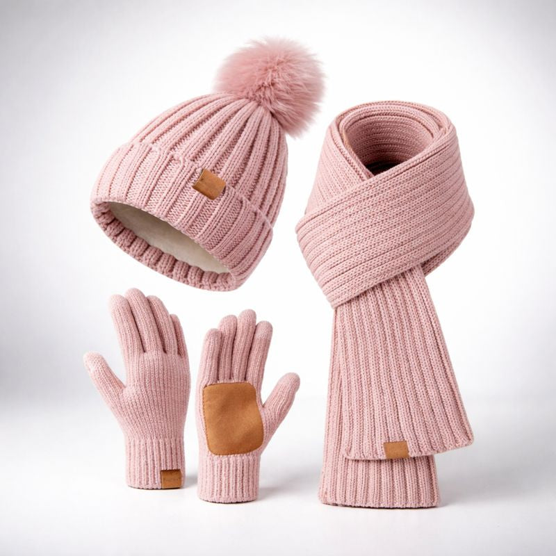 Sterling Winterset Ribbed Knit Hat Scarf Touchscreen Gloves
