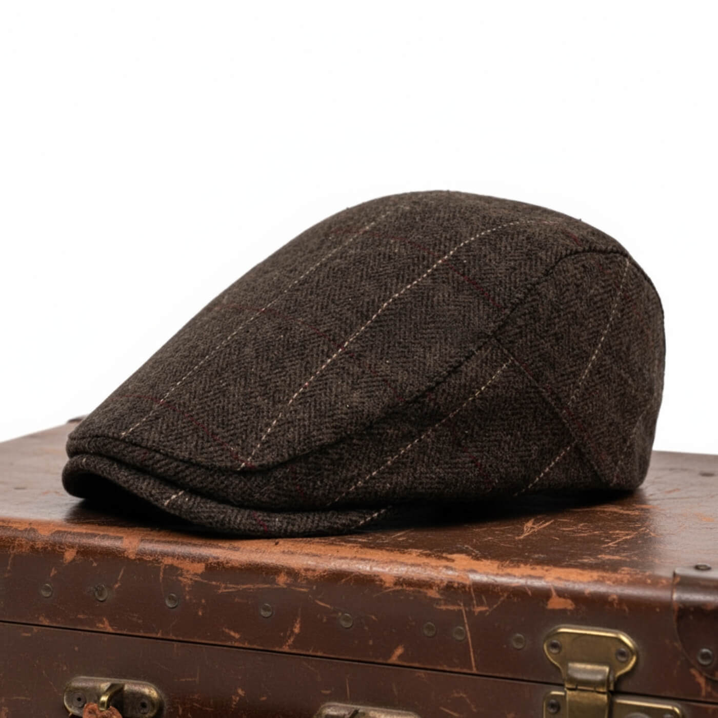 Sterling Tweed Flat Cap™ Low Crown Tweed Fabric Check Stitch