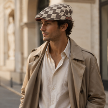 Sterling Larson Checker Cap™ Cotton Blend Flat Cap Leather Trim  Product De