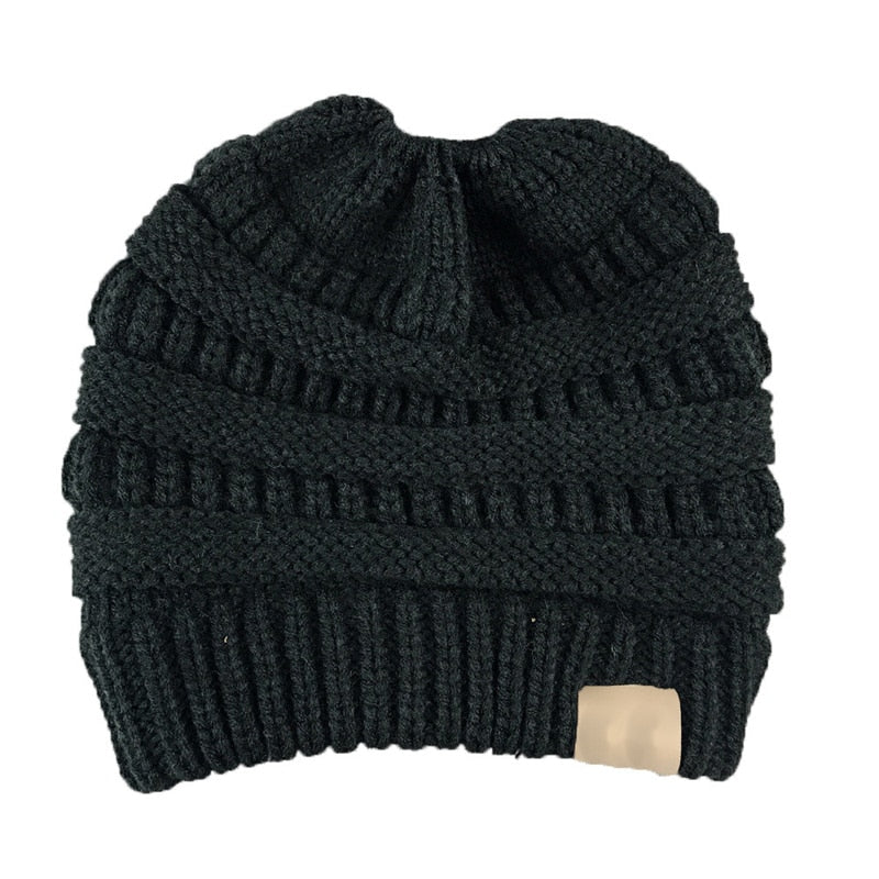 Sterling High Bun™ Beanie Acrylic Cable Knit Hair Opening