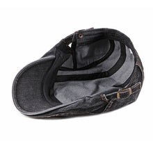 Sterling Vintage Washed™ Cheesecutter Flat Cap Denim Stitch Detail