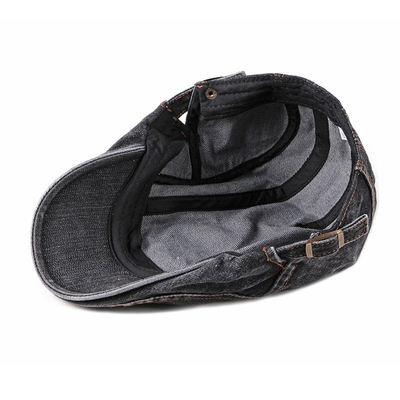 Sterling Vintage Washed™ Cheesecutter Flat Cap Denim Stitch Detail