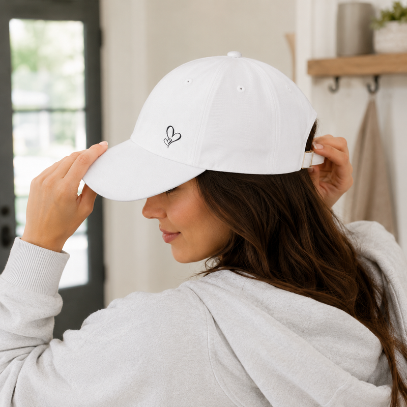 Sterling Adjustable Polyester Baseball Cap With Heart Print