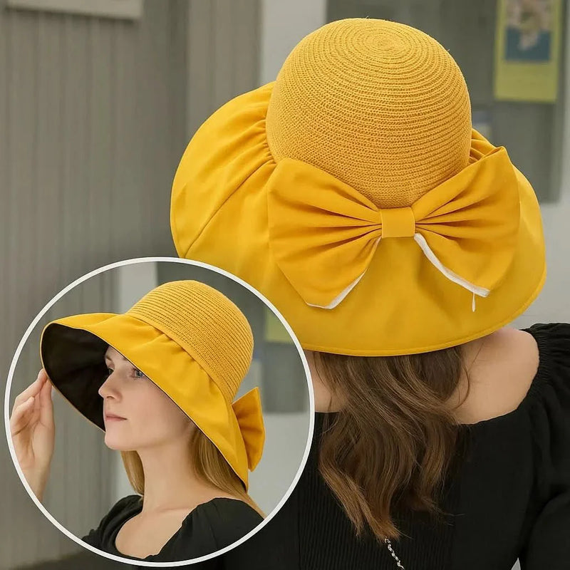 Sterling Promenade™ Wide Brim Straw Sun Hat Bow Detail