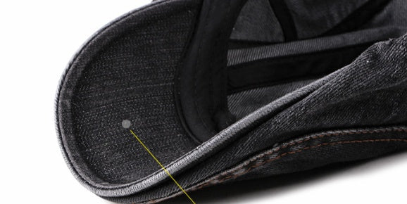 Sterling Vintage Washed™ Cheesecutter Flat Cap Denim Stitch Detail