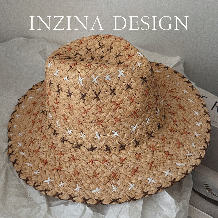 Sterling Retro Personality™ Western Cowboy Style Straw Hat Sun Brim