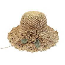 Sterling Elegant Crochet™ Straw Hat with Ruffle Detail Wide Brim