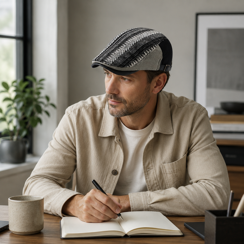 Sterling Benson Flat Cap™ Adjustable Textured Weave Curved Brim