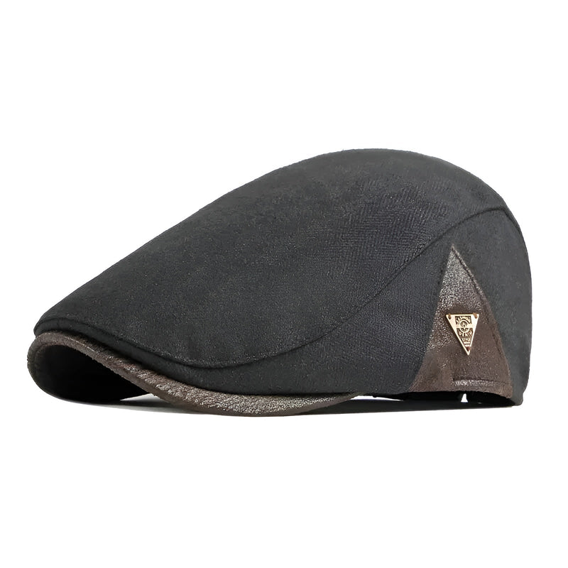Sterling Retro Beret Flat Cap™ Soft Fabric Short Brim