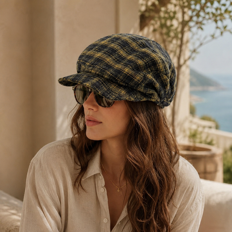 Sterling Painter Beret™ Contrasting Plaid Compact Crown