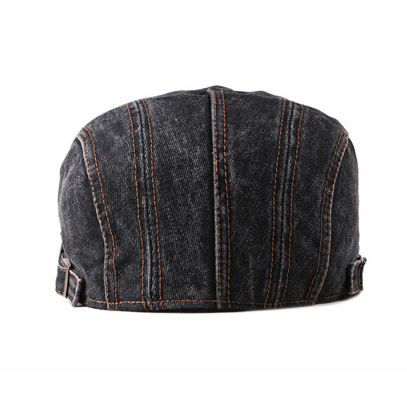 Sterling Vintage Washed™ Cheesecutter Flat Cap Denim Stitch Detail