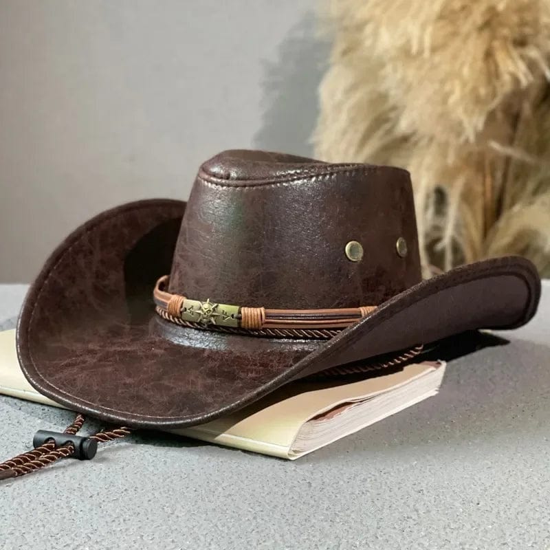 Sterling Authentic Cowboy Hat™ Wide Brim Faux Leather Metal Band