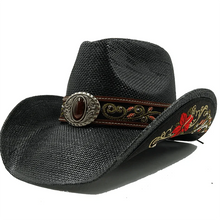 Sterling Black Cowboy Hat™ Wide Brim Straw Floral Band