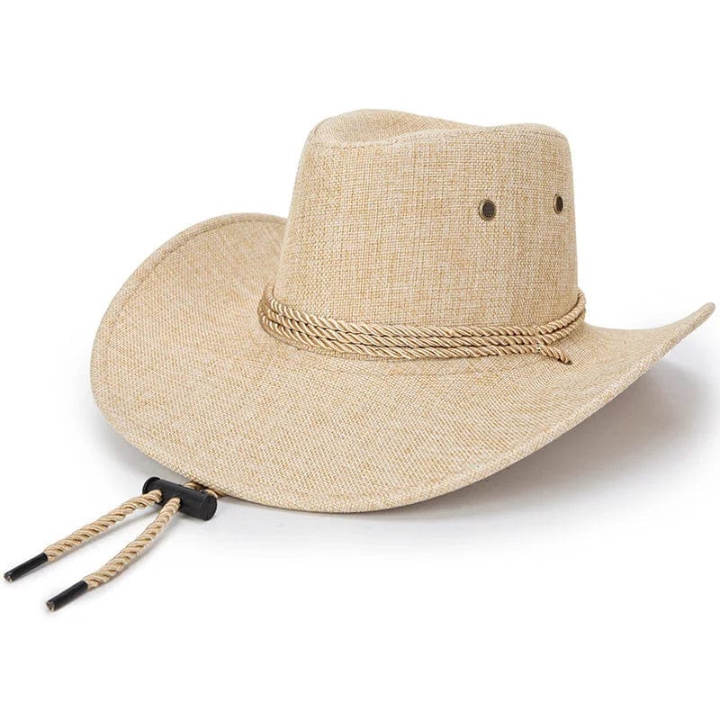 Sterling Cowboy Hat™ Wide Brim Linen Tie Strap