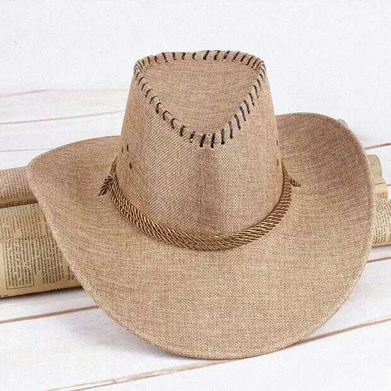 Sterling Cowboy Hat™ Wide Brim Linen Tie Strap