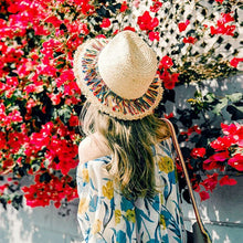 Sterling Color Fringed™ Surafi Straw Hat Flat Top Woven Brim