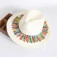 Sterling Color Fringed™ Surafi Straw Hat Flat Top Woven Brim