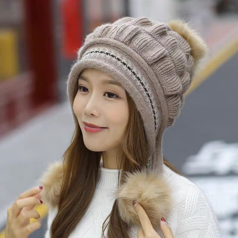 Sterling™ Cozy Fleece Lined Knit Beanie Ear Flap Pompom