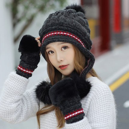 Sterling™ Cozy Fleece Lined Knit Beanie Ear Flap Pompom
