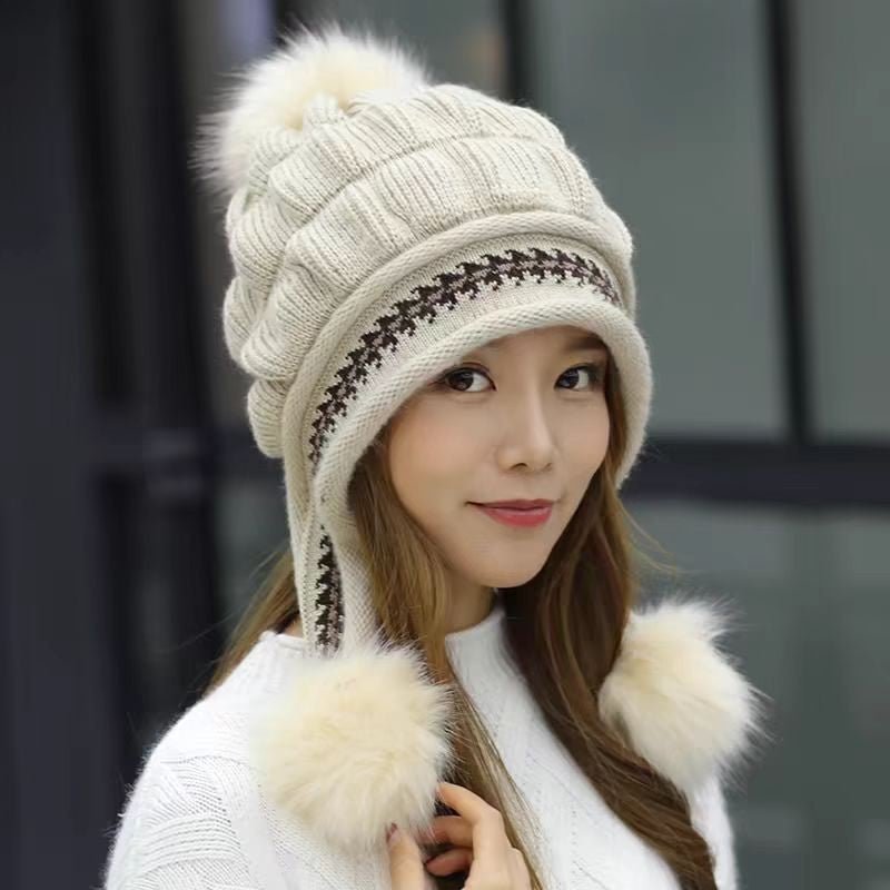 Sterling™ Cozy Fleece Lined Knit Beanie Ear Flap Pompom