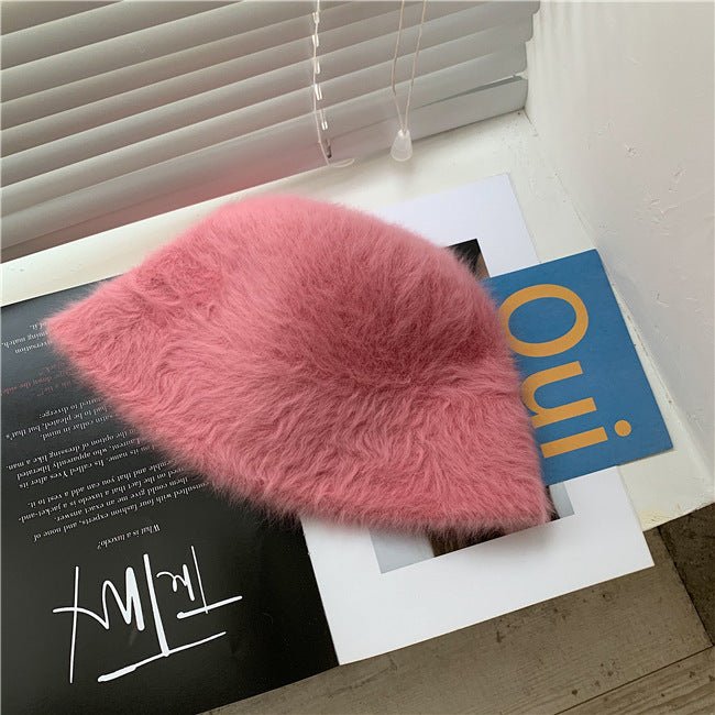 Sterling™ Monochrome Rabbit Plush Bucket Hat Soft Fold Brim