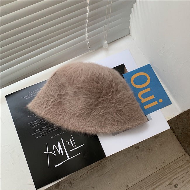 Sterling™ Monochrome Rabbit Plush Bucket Hat Soft Fold Brim