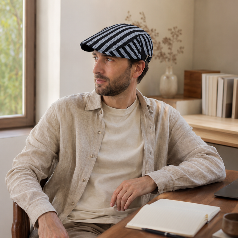 Sterling Lorenzo Stripe Cap™ Adjustable Cotton Hat Paneled Crown