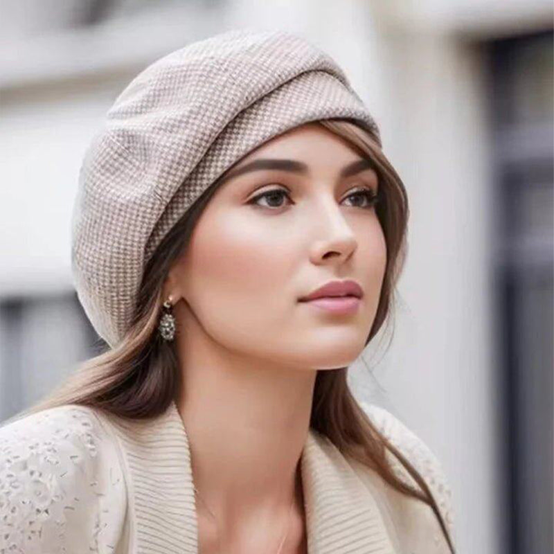 Sterling Cozy Soft-touch Beret™ Soft Knit Checkered Edge