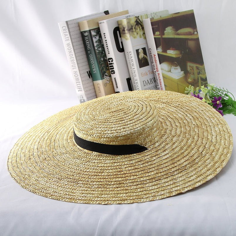 Sterling Flat Top Big Brim™ Straw Hat Wide Brim Ribbon Tie