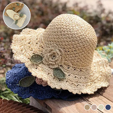 Sterling Elegant Crochet™ Straw Hat with Ruffle Detail Wide Brim