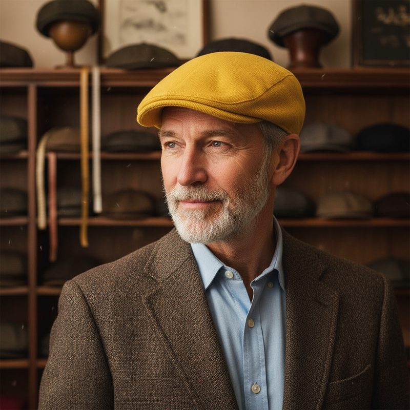 Sterling Corduroy Flat Cap™ Ivy Shape Ribbed Fabric Tonal Seam