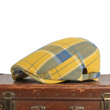 Sterling Plaid Cotton Flat Cap™ Low Crown Cotton Yellow Plaid